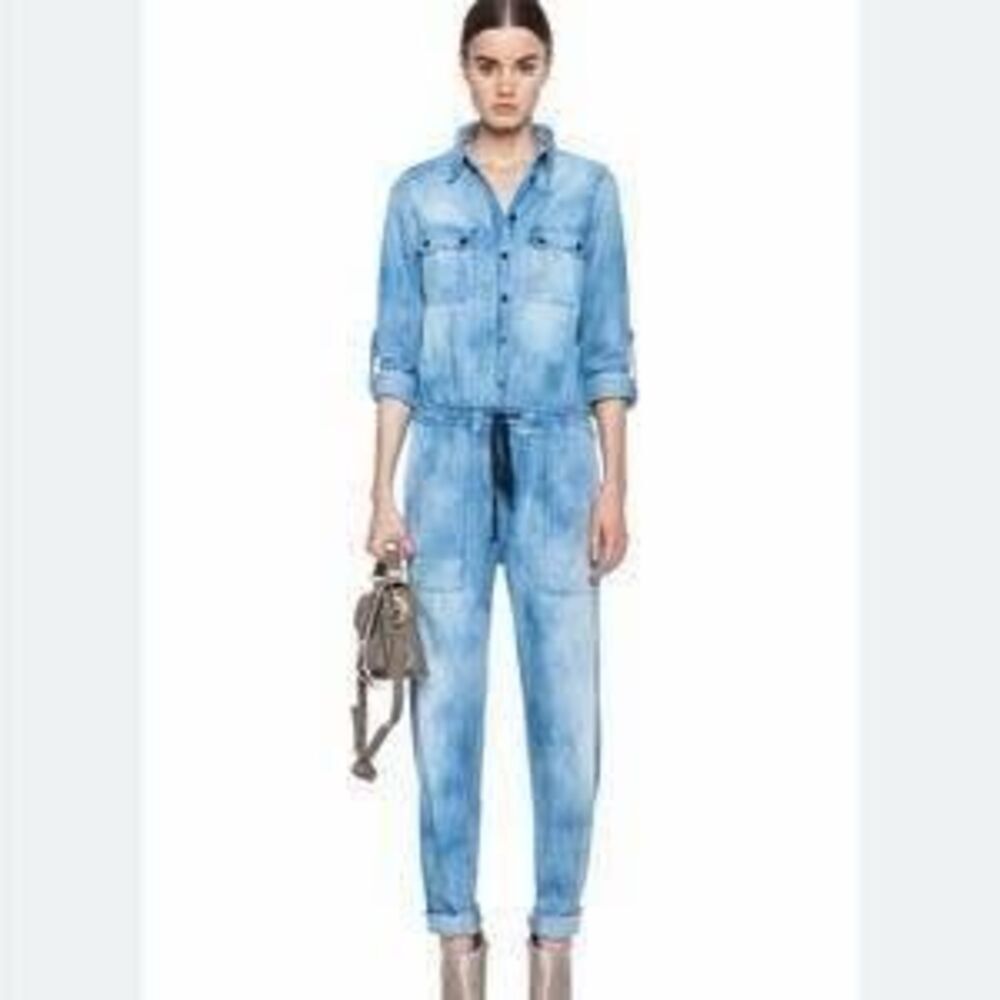 Citizens of Humanity Blue Annaika Button Front Denim Overall Jumpsuit Small